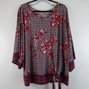 Perseption Women  Floral Purple and Red Top Size 3X